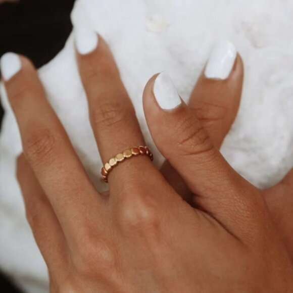 Gold Ring Everyday Non-Tarnish Gold Ring WATERPROOF Jewelry PRETTY Stacking ring - Picture 4 of 14